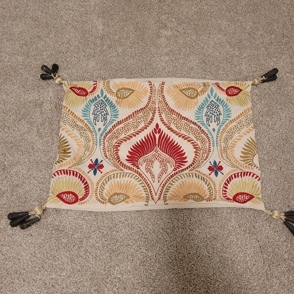 Pier 1 Coloful Embroidered Pillow Case